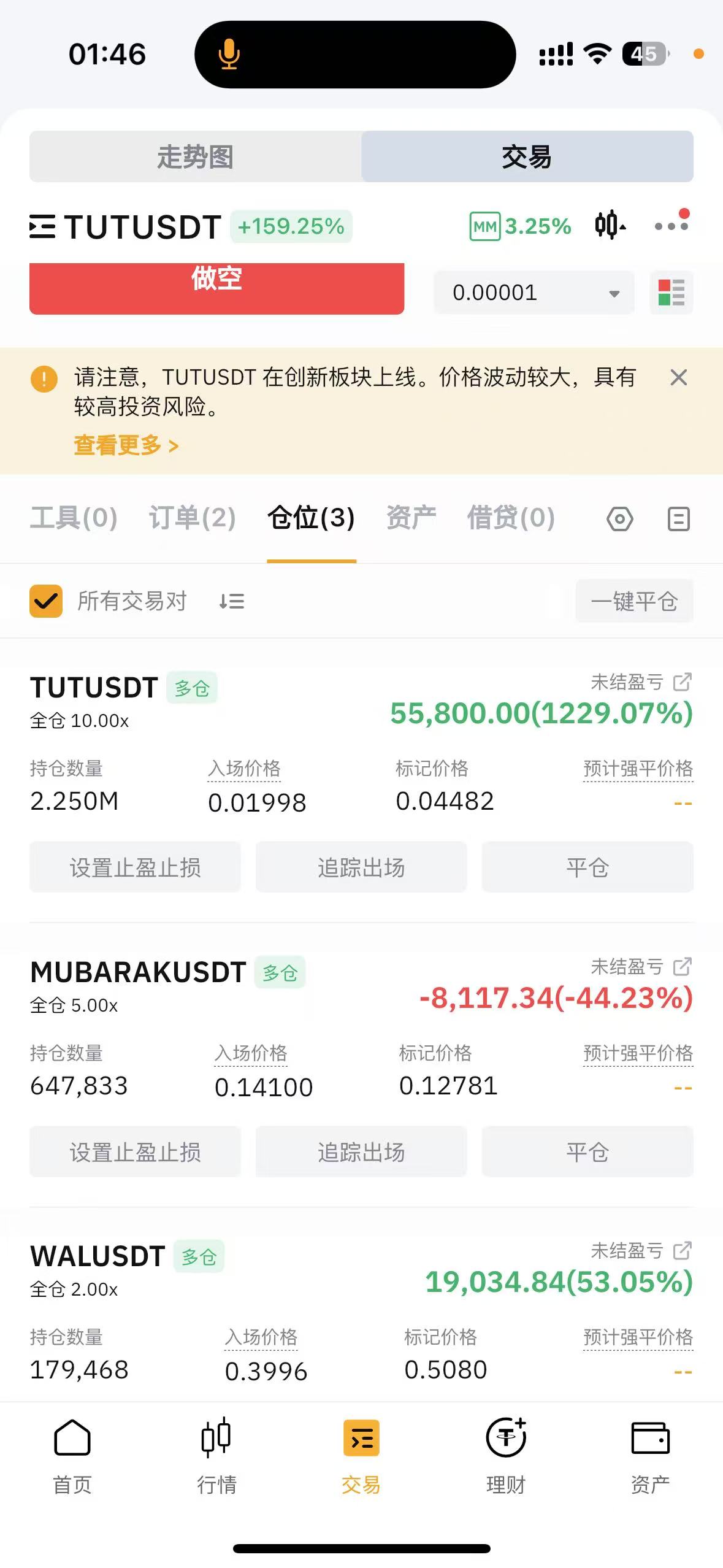 TUT 超预期投票上币 · 做多盈利 5 万 U